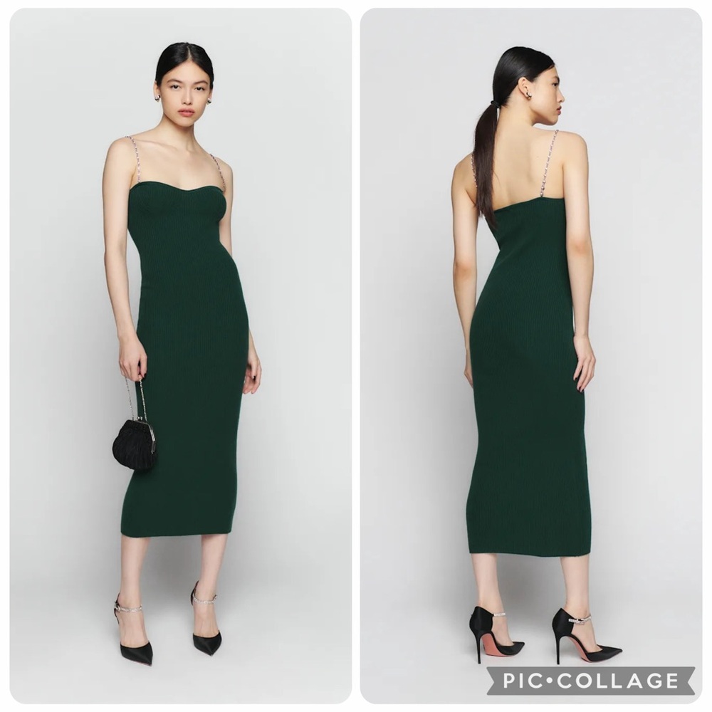 Reformation NWT Small Kimmy Novelty Cashmere Sweater Dress in Sycamore Green